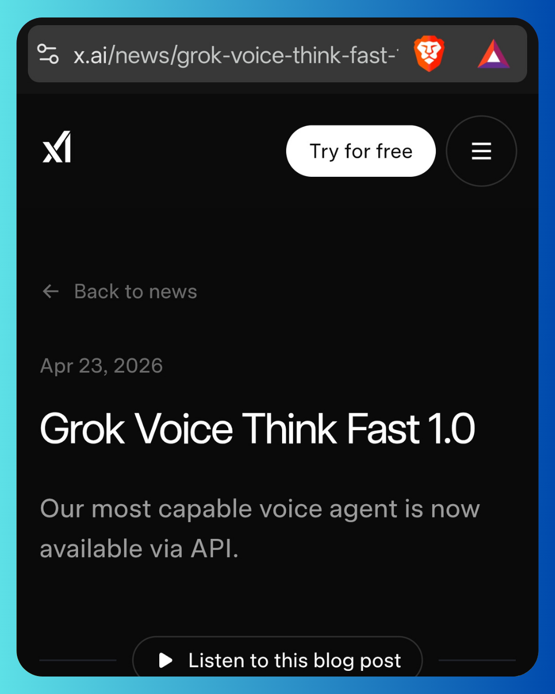 Grok Voice think Fast 1.0